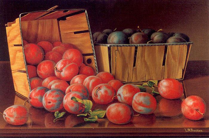 Prentice, Levi Wells Baskets of Plums on a Tabletop China oil painting art